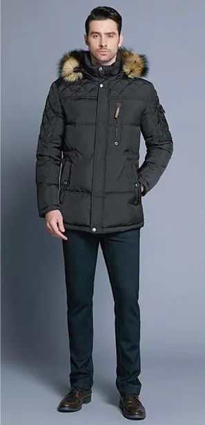Men's Winter Warm Casual Medium-Long Parka With Detachable Hat