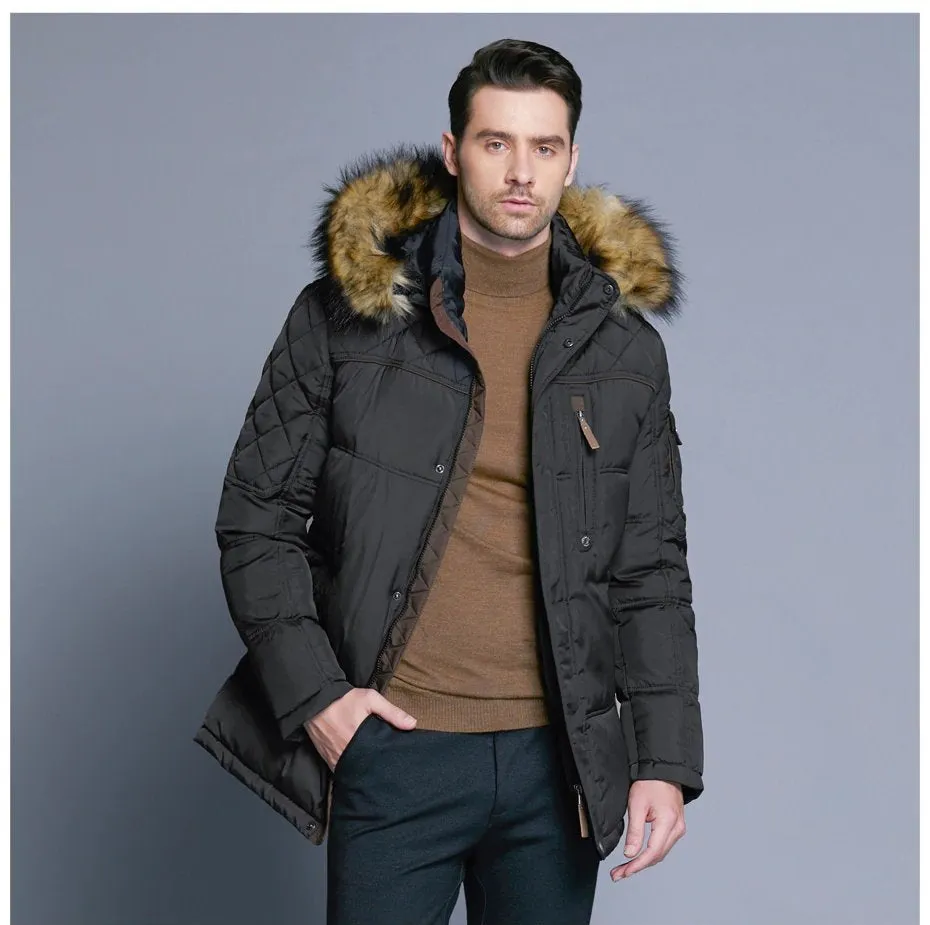 Men's Winter Warm Casual Medium-Long Parka With Detachable Hat