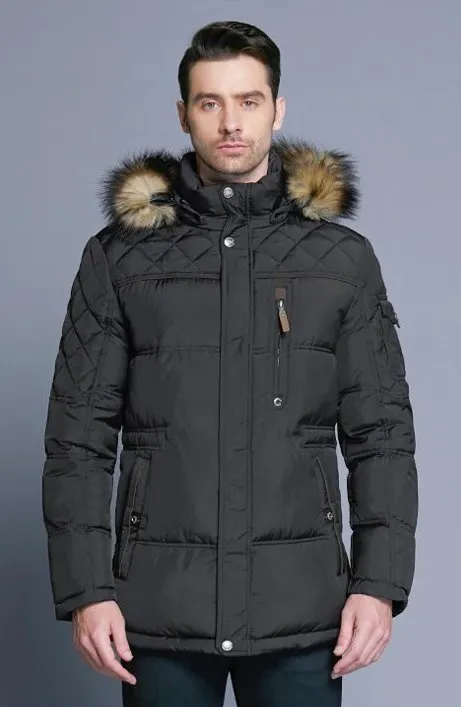 Men's Winter Warm Casual Medium-Long Parka With Detachable Hat