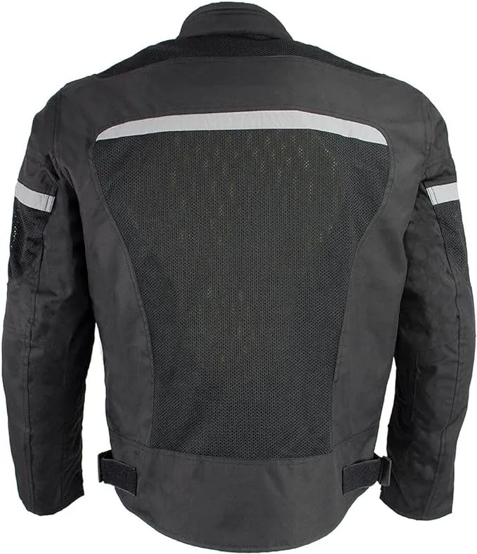 Milwaukee Leather Armored Mesh Racer Jacket with Reflective Piping for Men - All Season Jacket - MPM1794