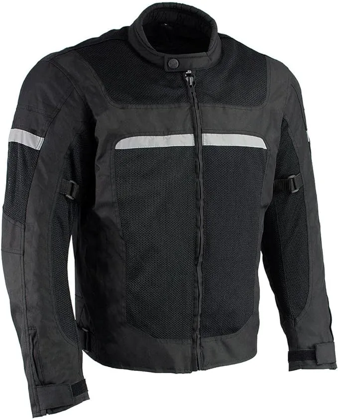 Milwaukee Leather Armored Mesh Racer Jacket with Reflective Piping for Men - All Season Jacket - MPM1794