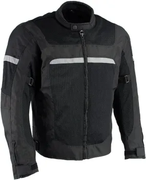 Milwaukee Leather Armored Mesh Racer Jacket with Reflective Piping for Men - All Season Jacket - MPM1794