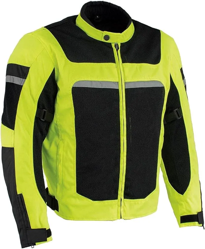 Milwaukee Leather Armored Mesh Racer Jacket with Reflective Piping for Men - All Season Jacket - MPM1794