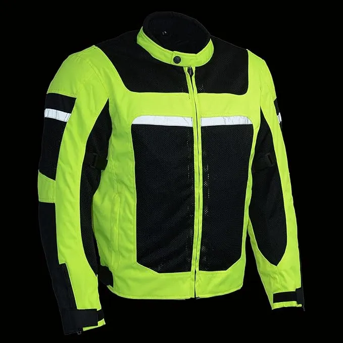 Milwaukee Leather Armored Mesh Racer Jacket with Reflective Piping for Men - All Season Jacket - MPM1794