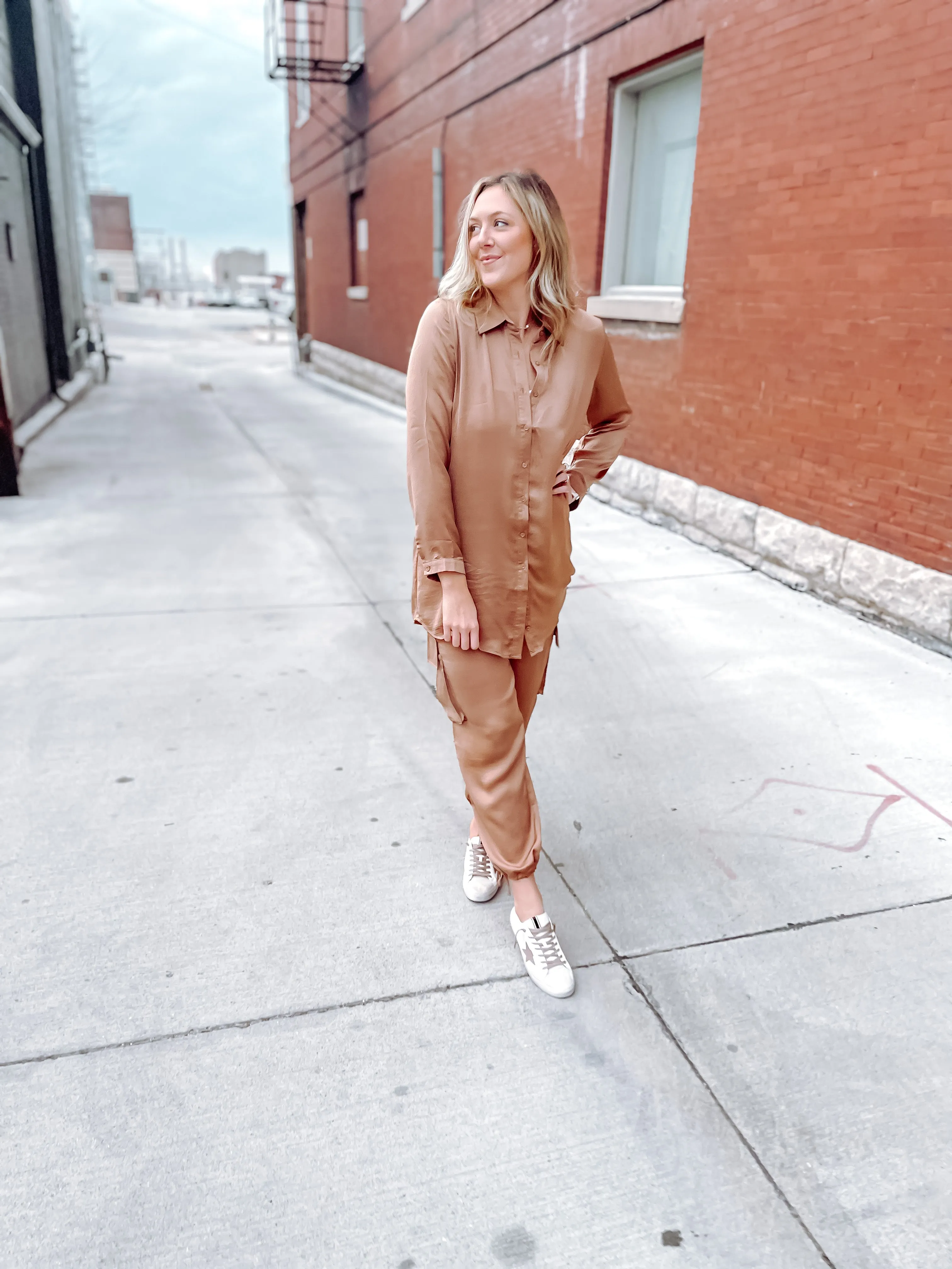 Mocha Satin Joggers