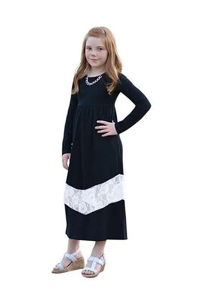 Mommy Daughter Matching Long Black Maxi Dress