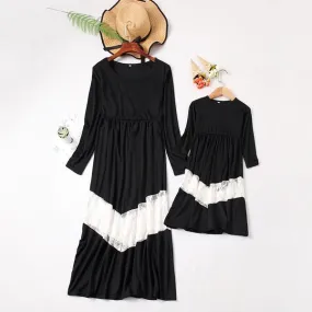 Mommy Daughter Matching Long Black Maxi Dress