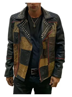 Multi Color  Mens Patch Biker Glass Revits at lapel & Collar
