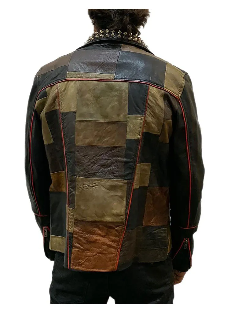 Multi Color  Mens Patch Biker Glass Revits at lapel & Collar