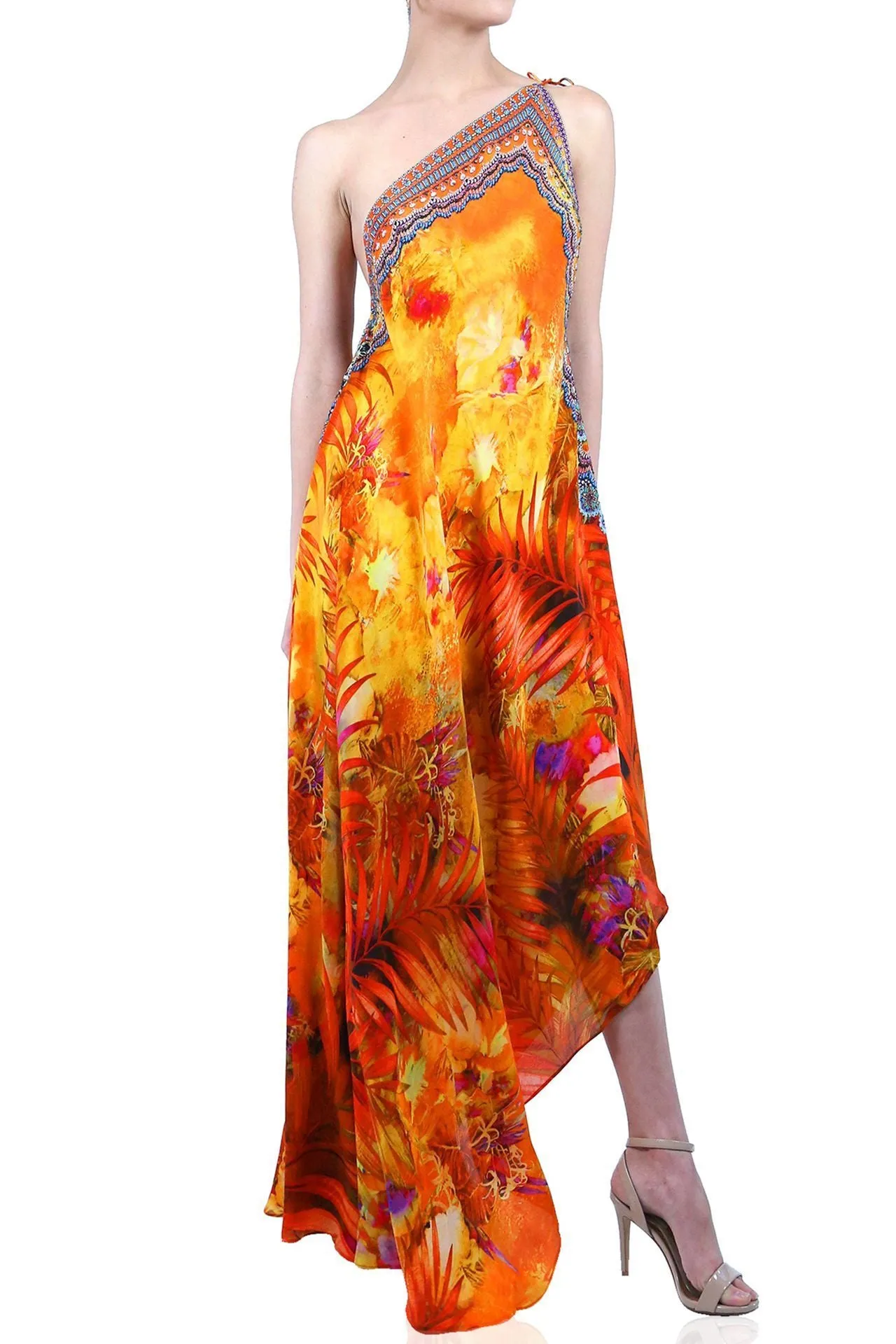 Nature Print Halter Neck Dress