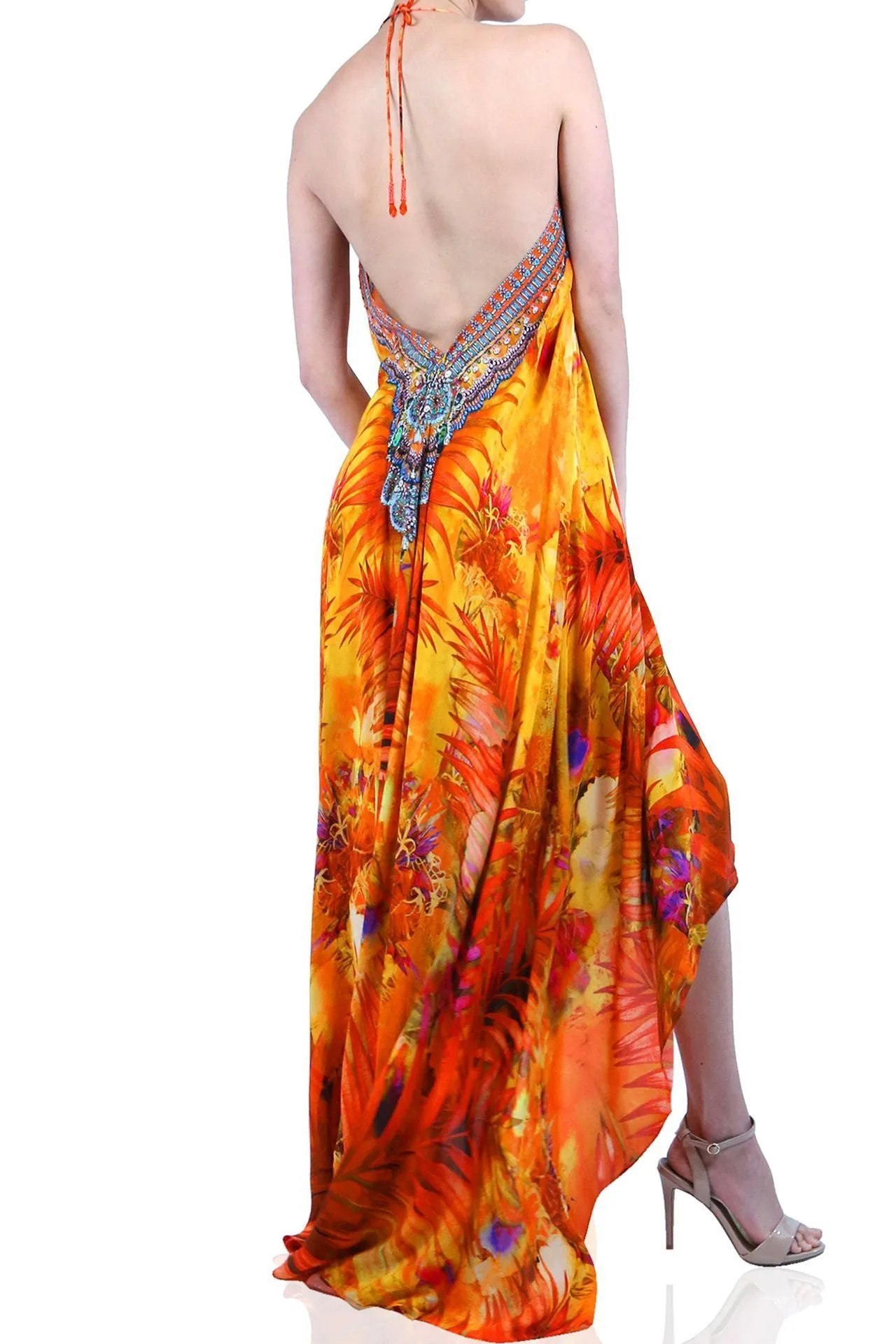 Nature Print Halter Neck Dress