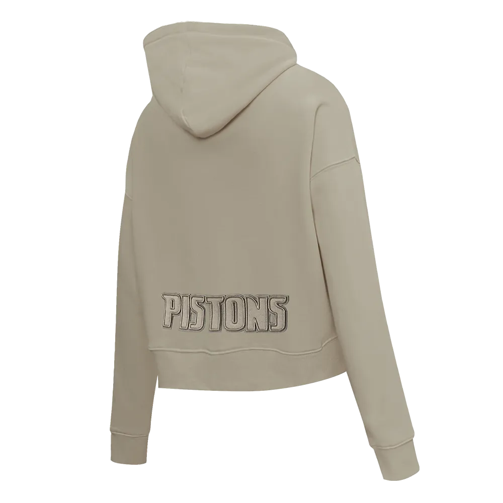 NBA DETROIT PISTONS NEUTRAL WOMEN'S CROPPED PO HOODIE (TAUPE)