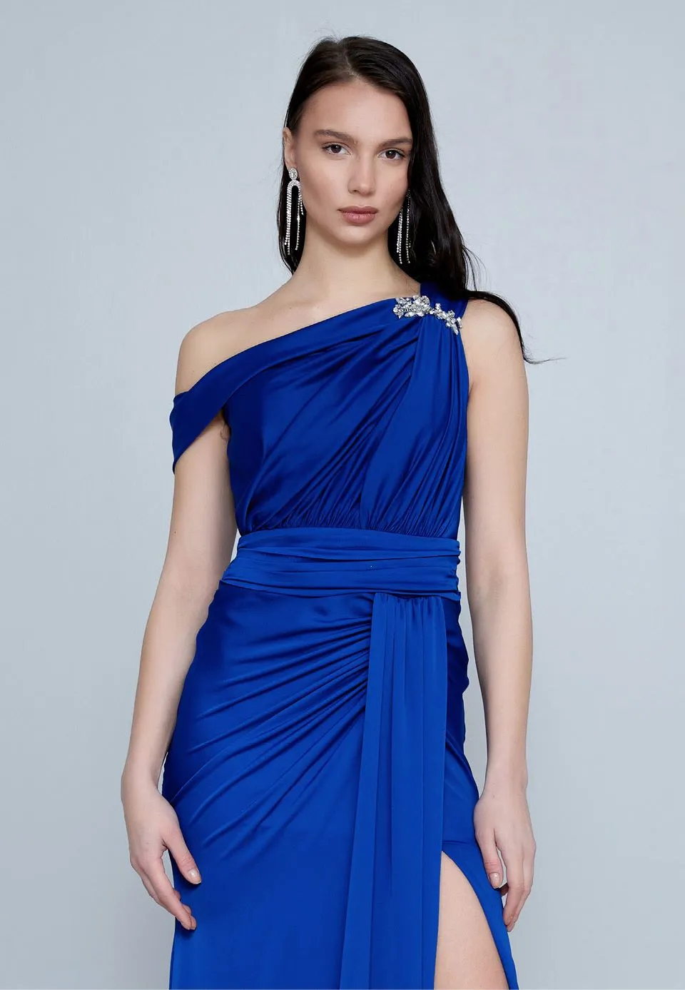 One Shoulder Beads Maxi Dress