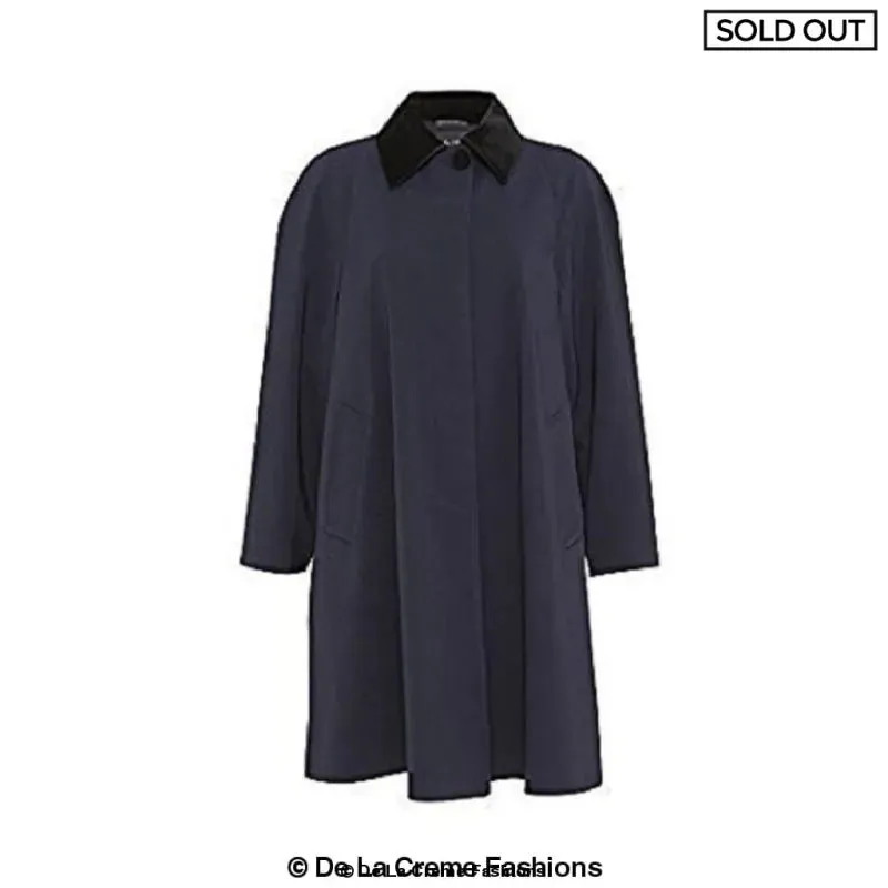 Oversized Velvet Trim Lightweight Swing Coat