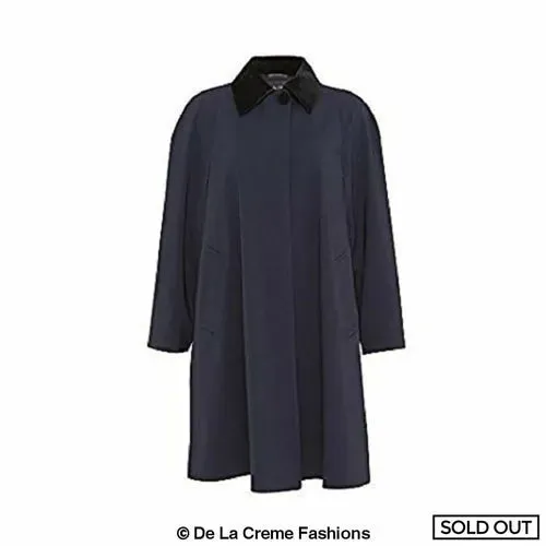 Oversized Velvet Trim Lightweight Swing Coat