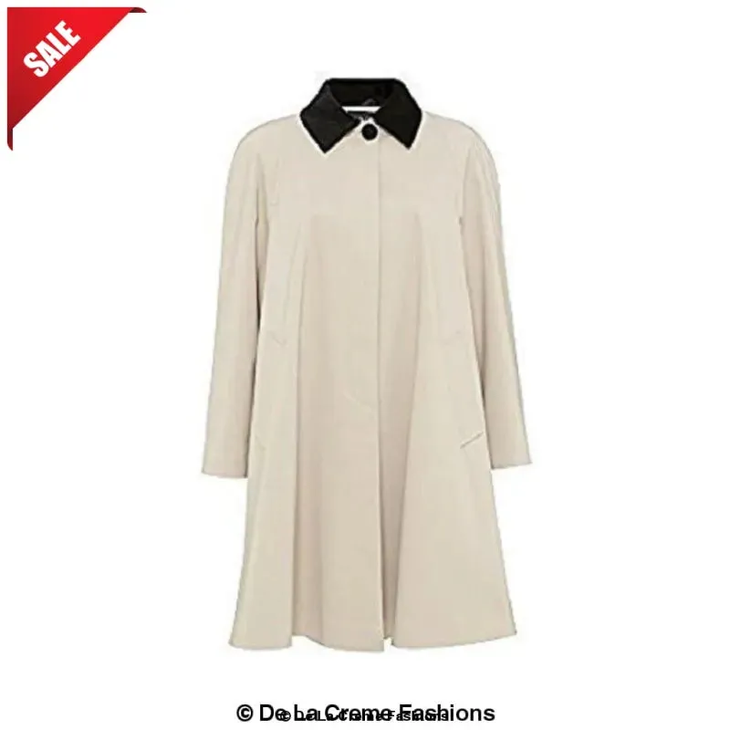 Oversized Velvet Trim Lightweight Swing Coat