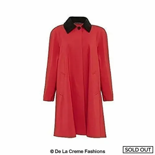 Oversized Velvet Trim Lightweight Swing Coat