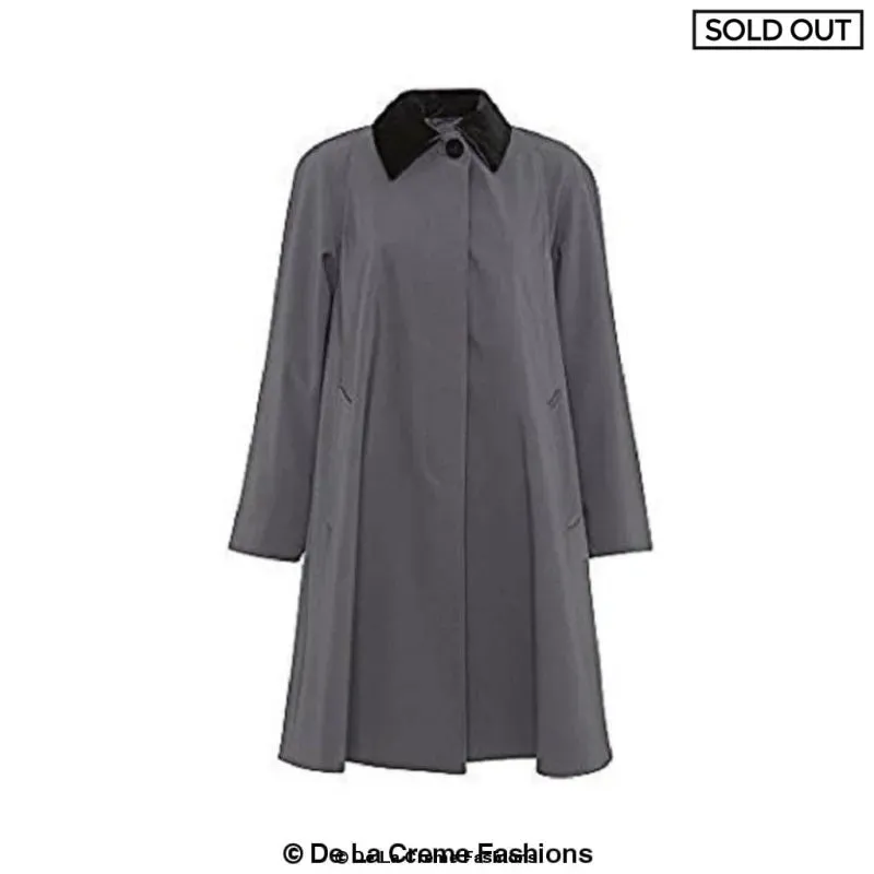 Oversized Velvet Trim Lightweight Swing Coat