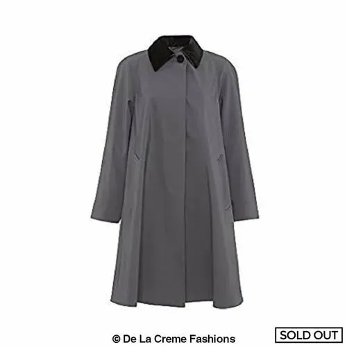 Oversized Velvet Trim Lightweight Swing Coat