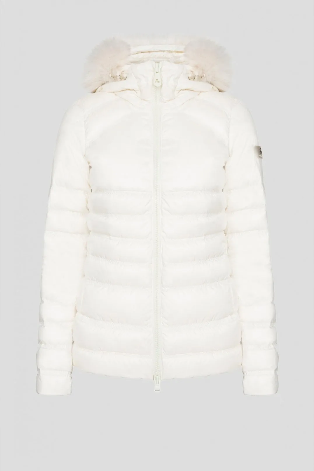 PEUTEREY Women's BELL Snow White Goose Down Detachable Fox Fur Hooded Coat