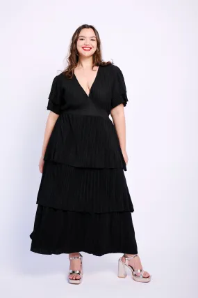 Ra Ra Tiered Dress in Black