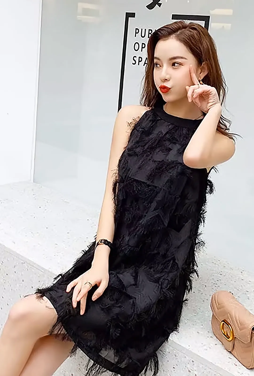 RAVEN - SHEER BURN OUT DRESS
