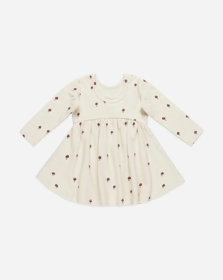 RIBBED LONG SLEEVE DRESS || MUSHROOMS