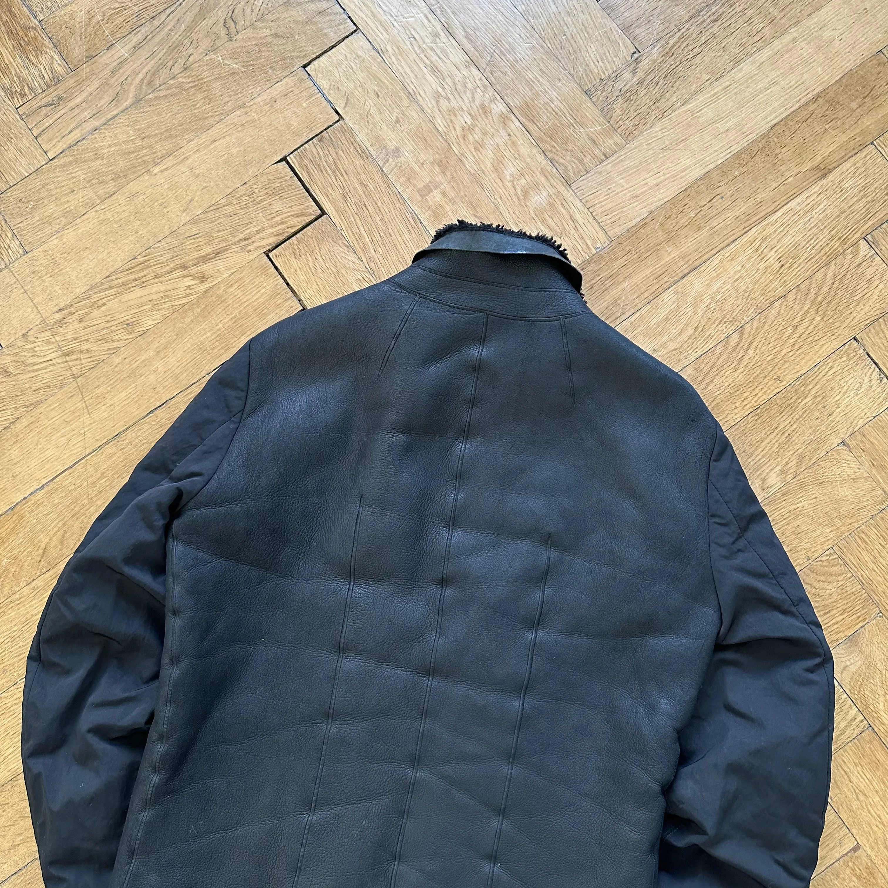 Rick Owens FW11 Shearling Jacket With Nylon Sleeves