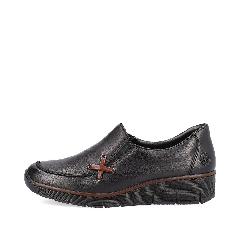 Rieker Ladies Low Wedge Slip On Shoe