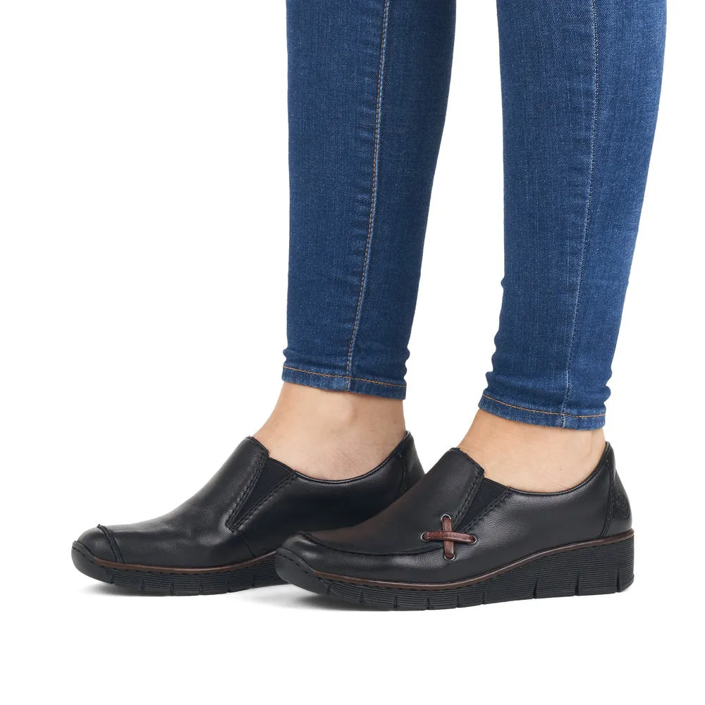 Rieker Ladies Low Wedge Slip On Shoe