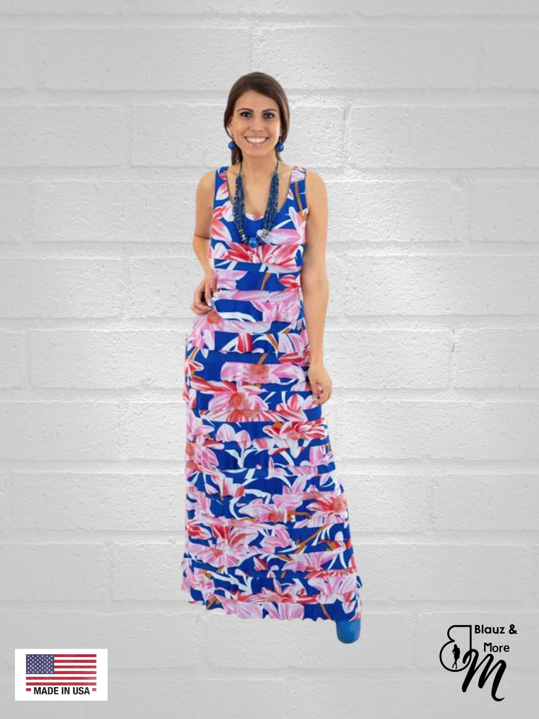 Ruffle Maxi PRINTED Dress Sleeveless - Regular & Plus Sizes available