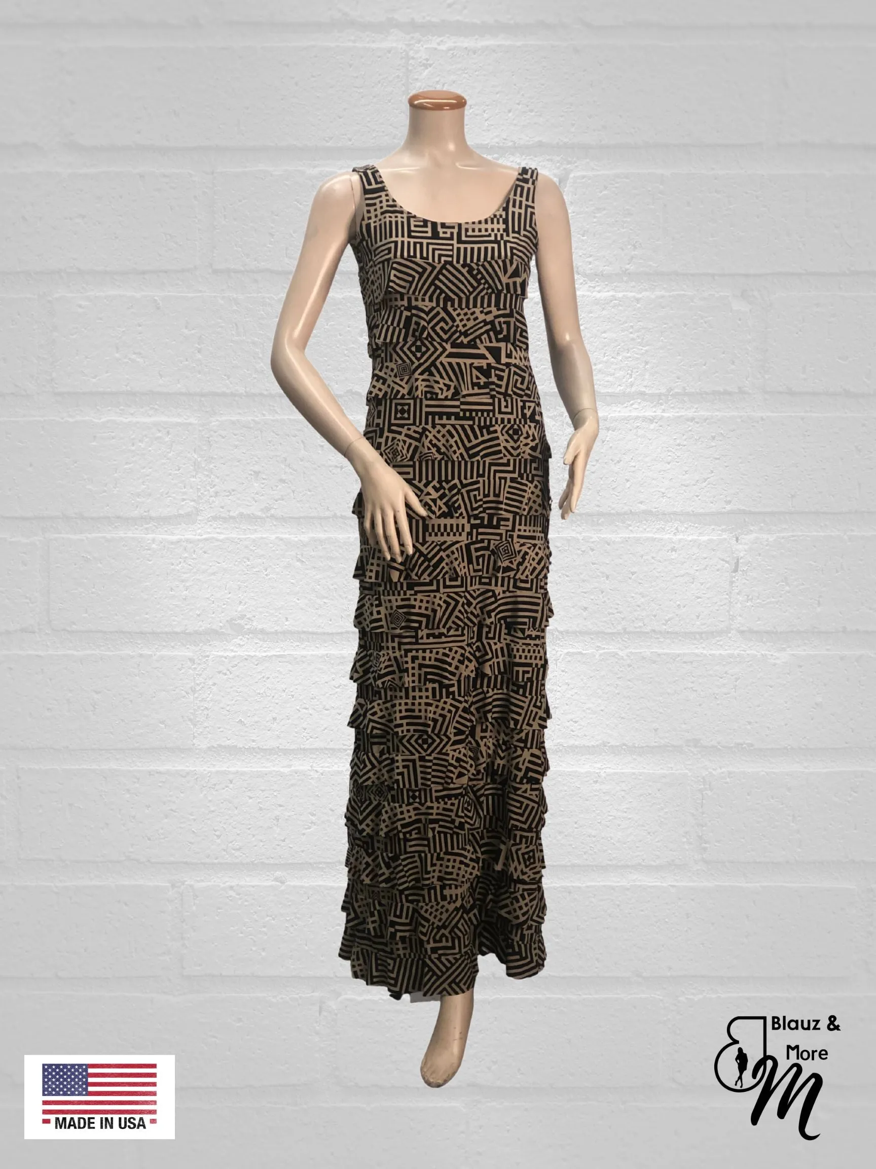 Ruffle Maxi PRINTED Dress Sleeveless - Regular & Plus Sizes available