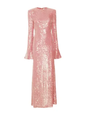 Sequin Flare Sleeve Maxi Dress