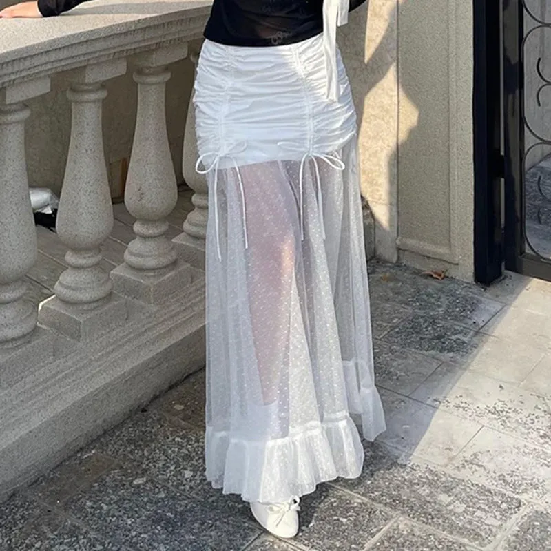 Sheer Elegance: Mesh Sexy Slimming Maxi Skirt