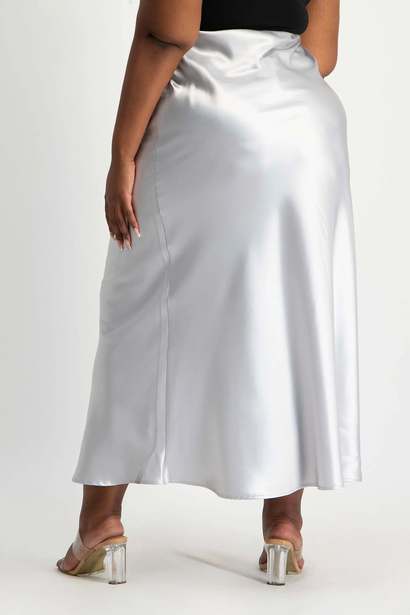 Shonda Satin Maxi Skirt - Silver