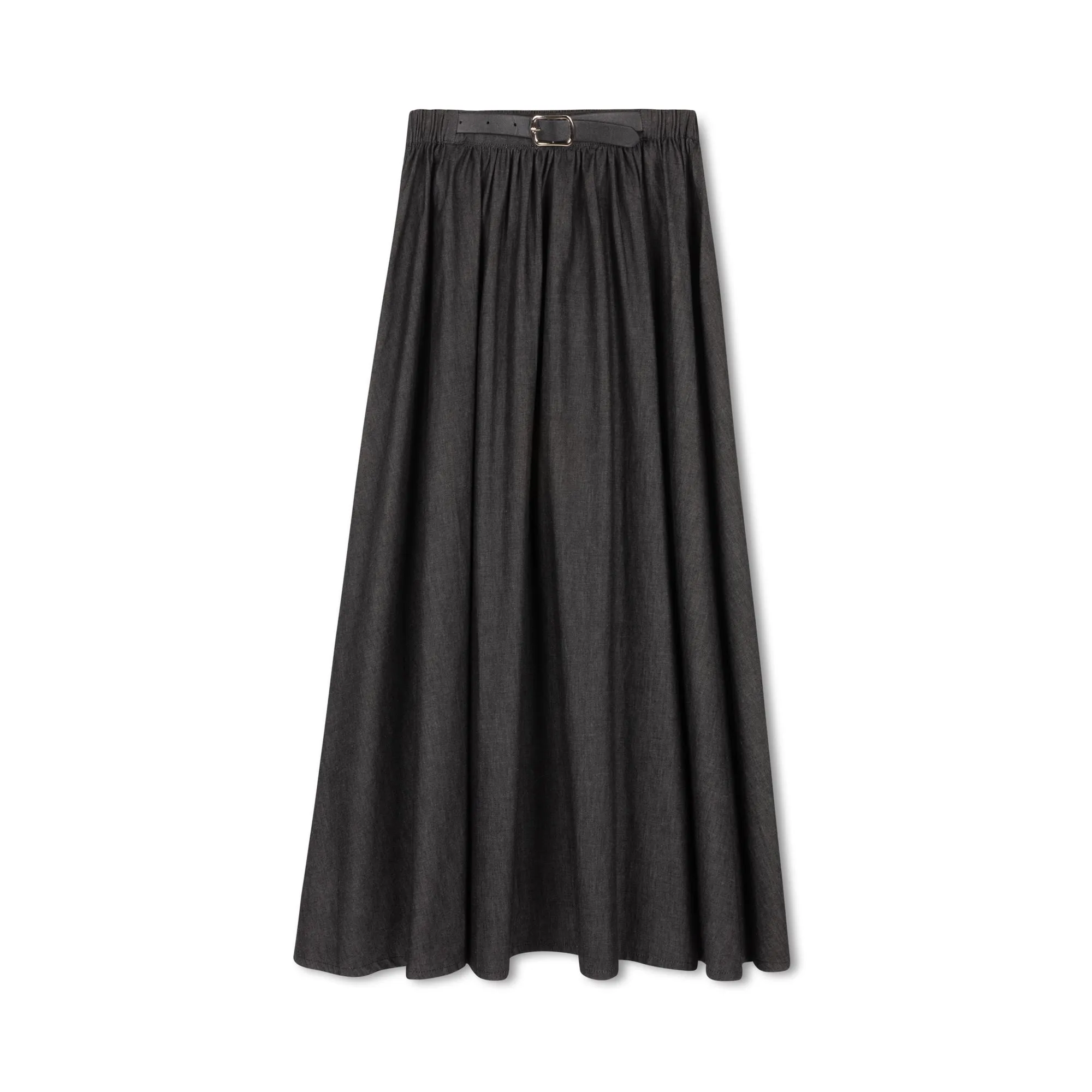 skirt maxi with belt - black denim
