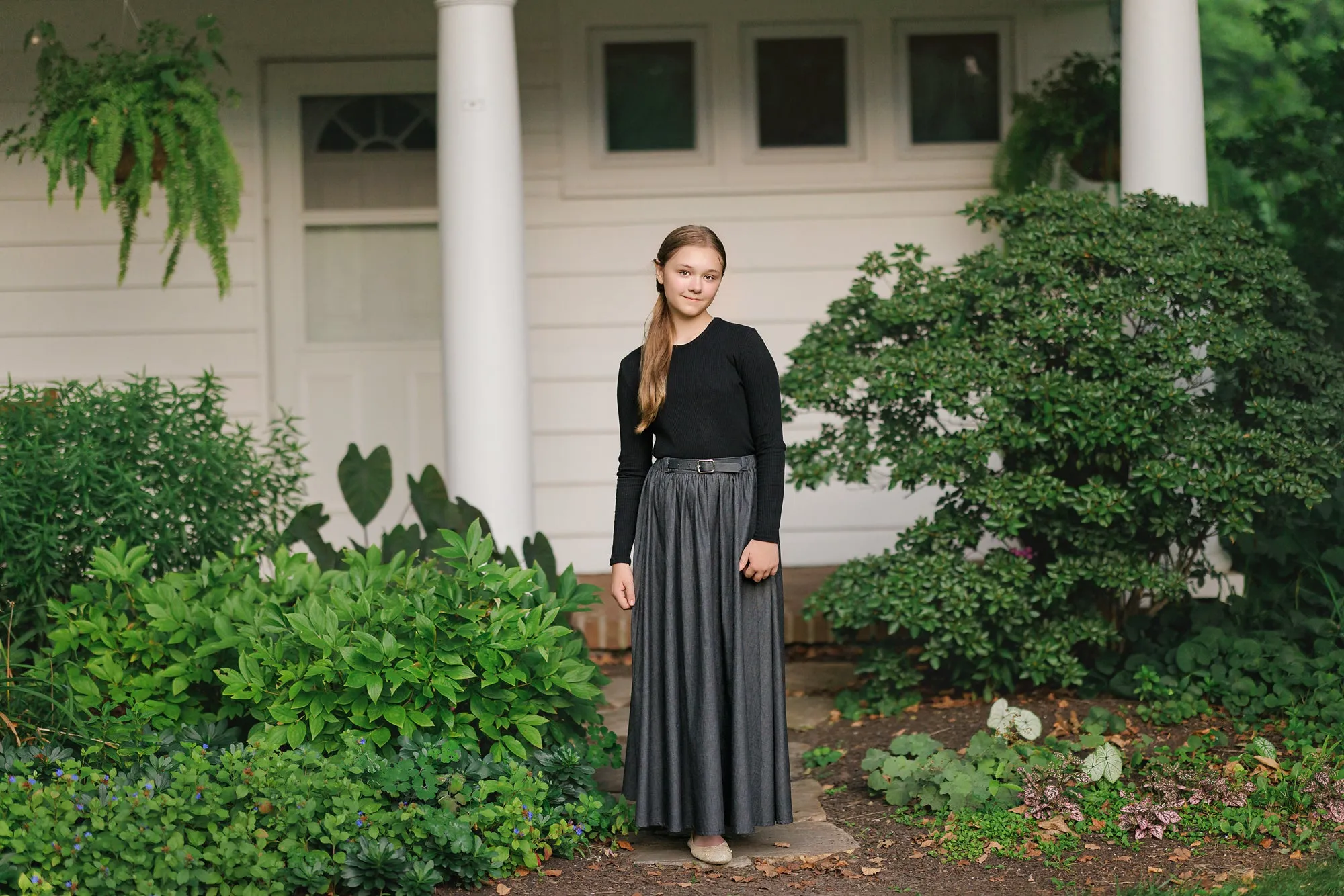 skirt maxi with belt - black denim