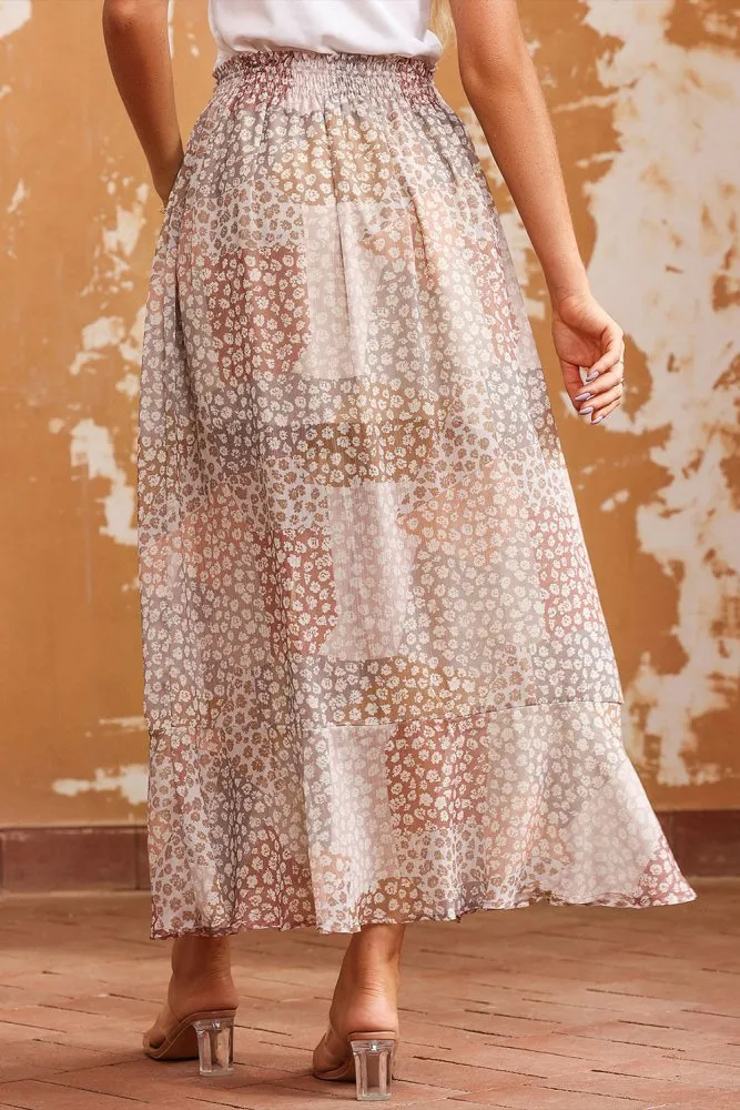 Summer Diary Boho Floral Drawstring Maxi Skirt