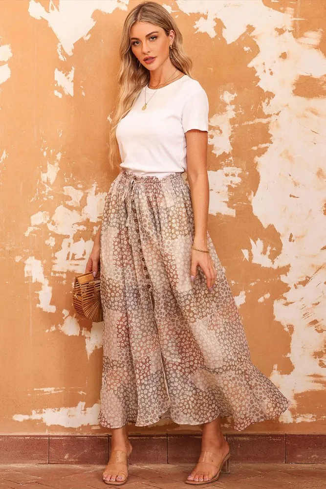 Summer Diary Boho Floral Drawstring Maxi Skirt
