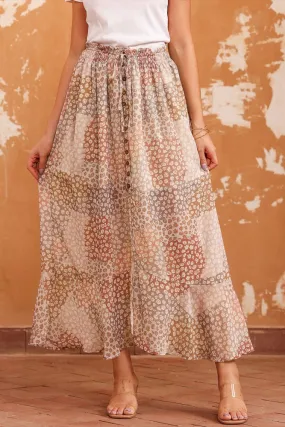 Summer Diary Boho Floral Drawstring Maxi Skirt