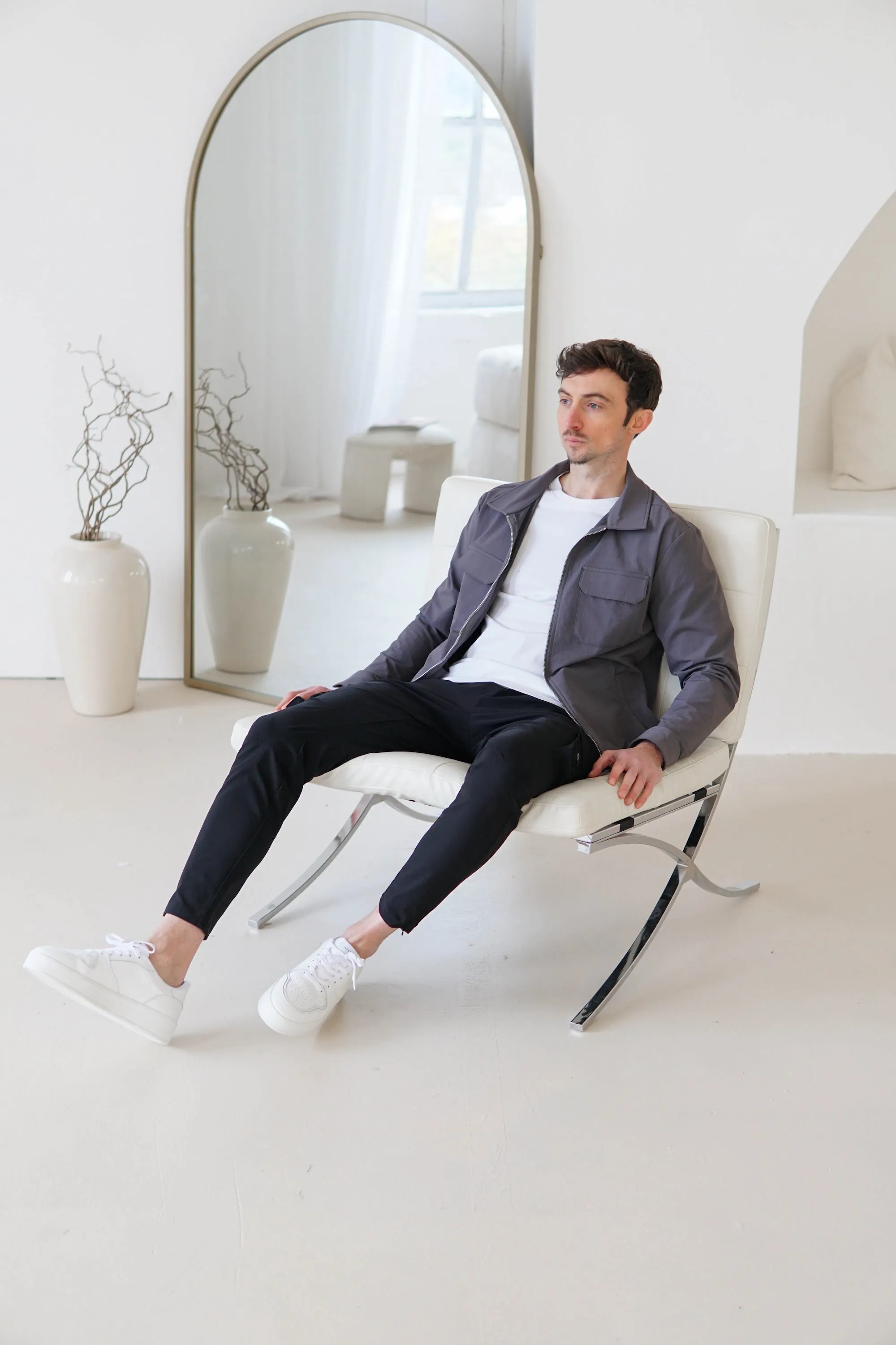 Tech Stretch Cargo Jacket In Charcoal