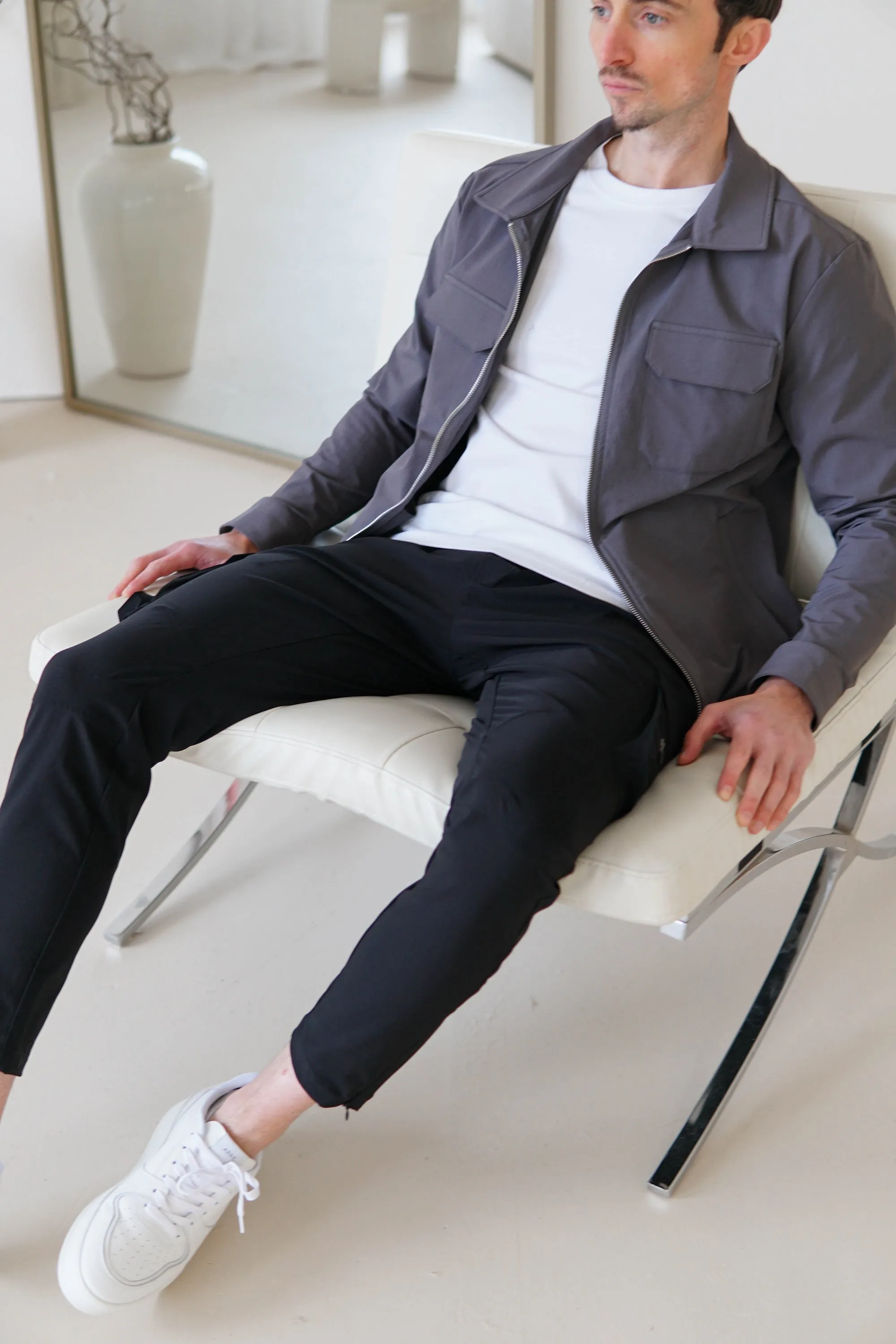 Tech Stretch Cargo Jacket In Charcoal