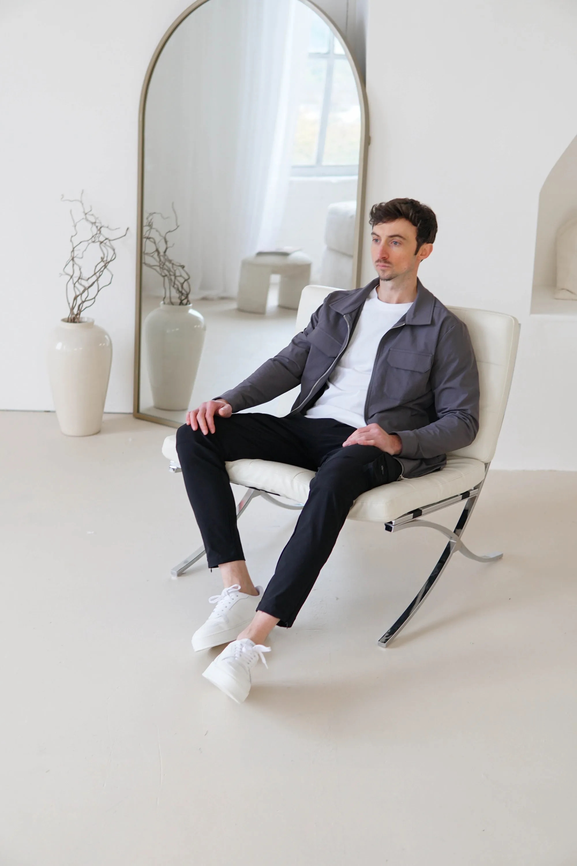 Tech Stretch Cargo Jacket In Charcoal