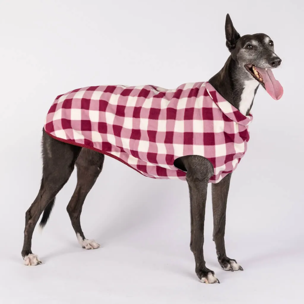 The Floofy Fleece Dog Coat | Berry Gingham