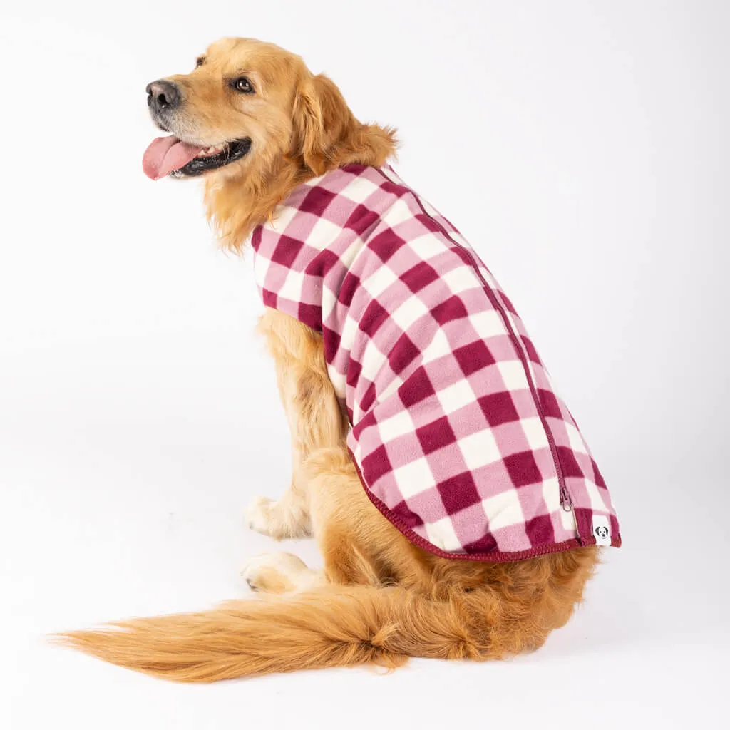 The Floofy Fleece Dog Coat | Berry Gingham