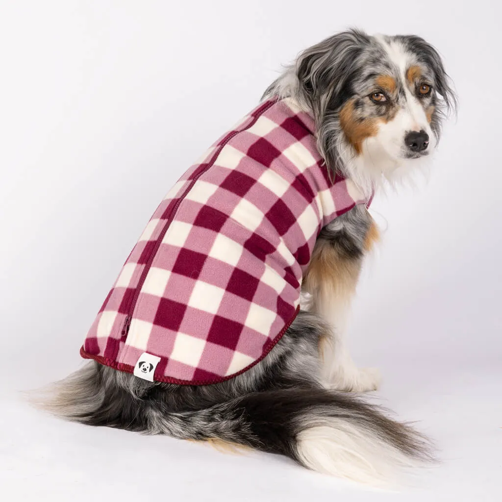 The Floofy Fleece Dog Coat | Berry Gingham