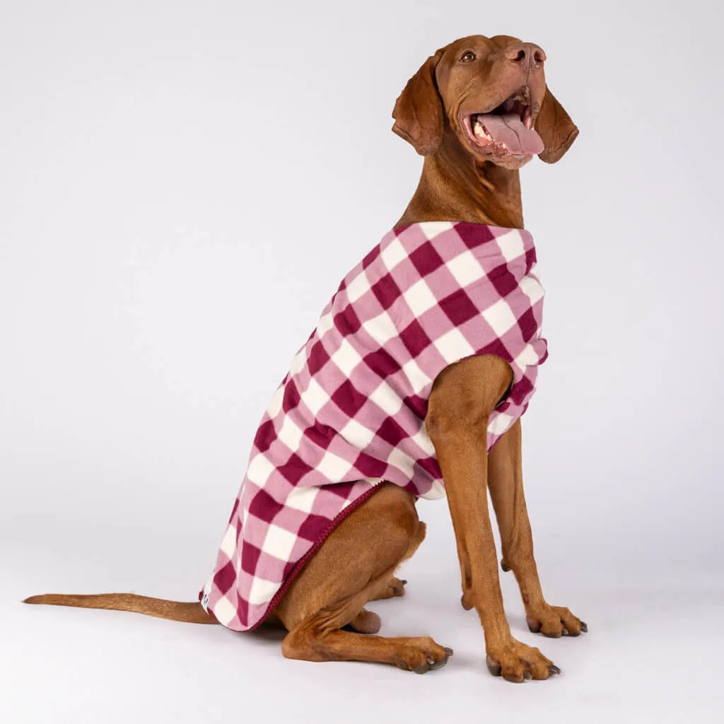 The Floofy Fleece Dog Coat | Berry Gingham