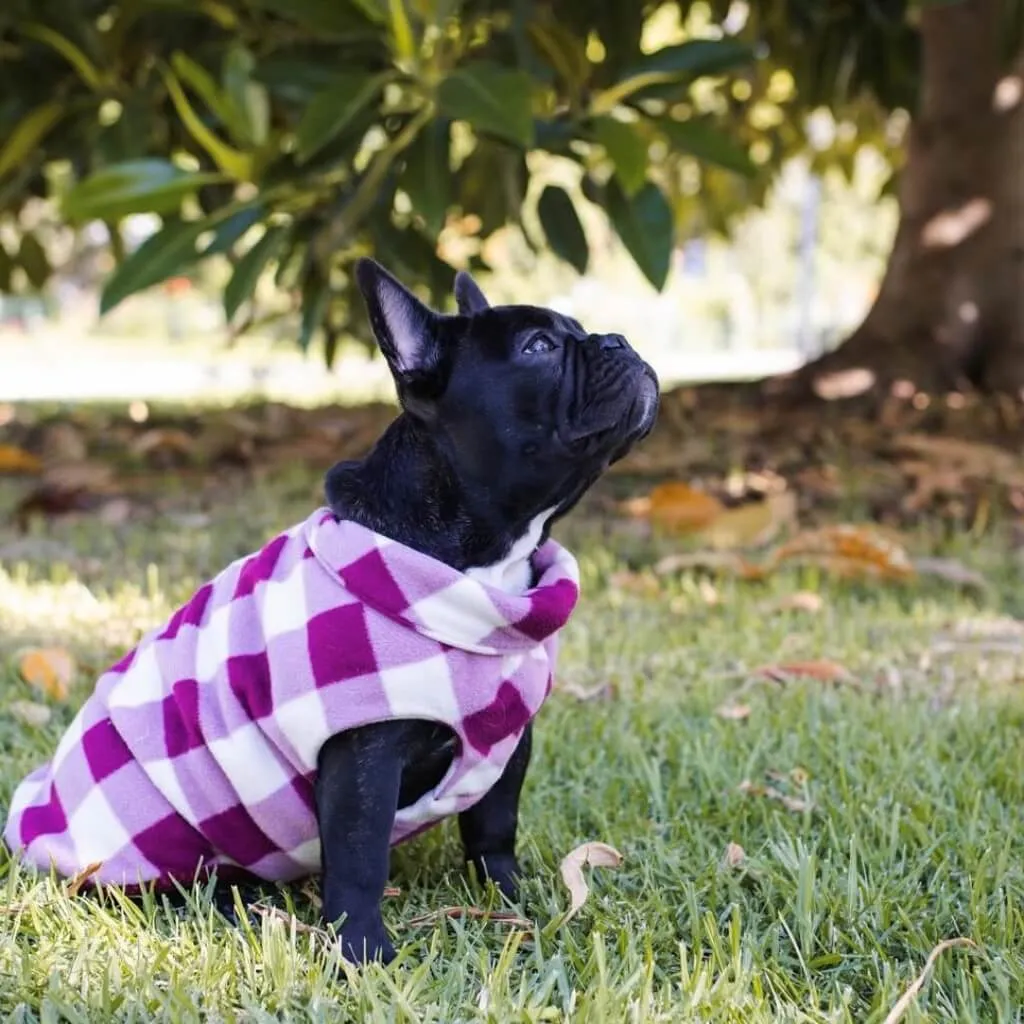 The Floofy Fleece Dog Coat | Berry Gingham