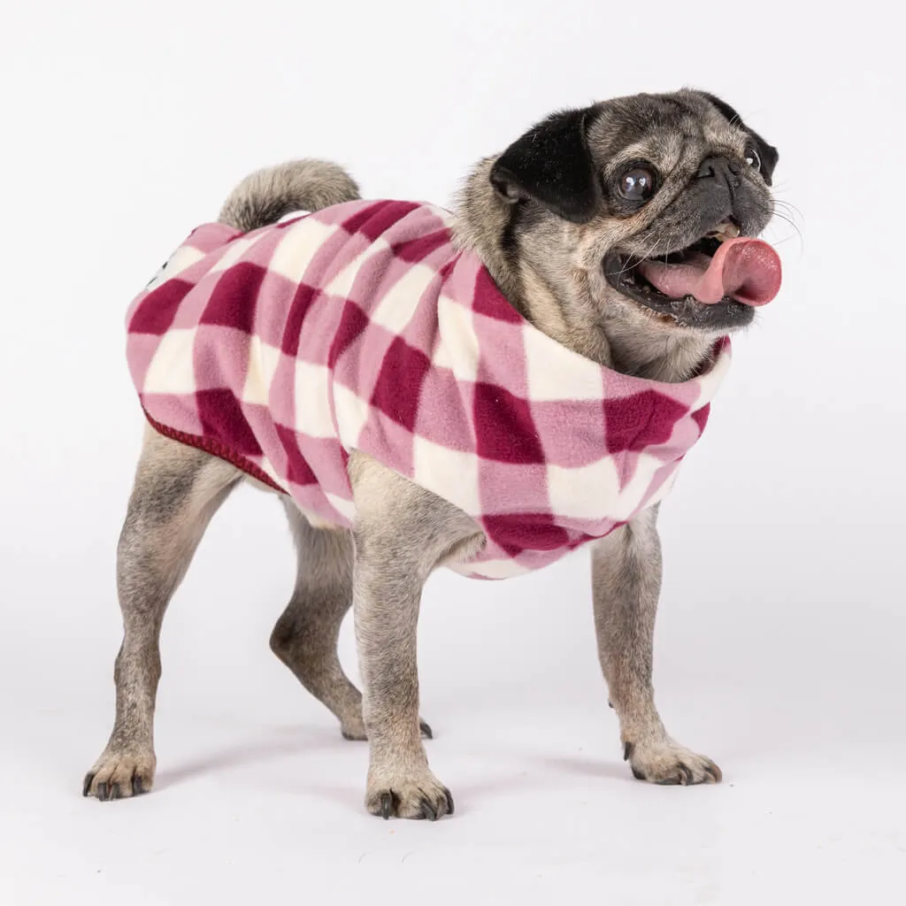The Floofy Fleece Dog Coat | Berry Gingham