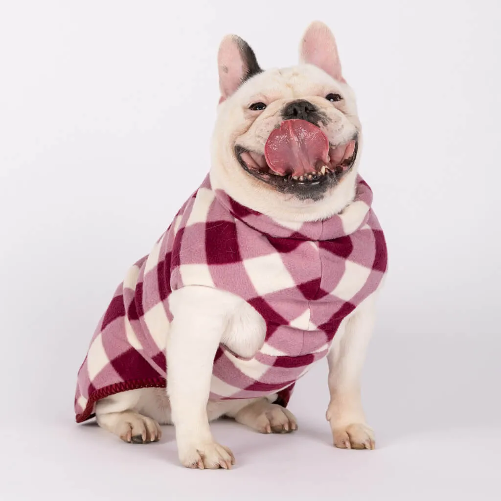 The Floofy Fleece Dog Coat | Berry Gingham